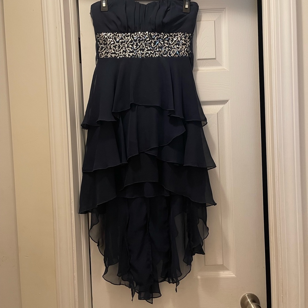 Strapless High- Low Layered Dress